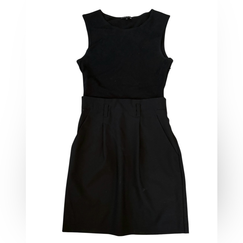Theory Black Mixed Media Sleeveless Dress Size 2